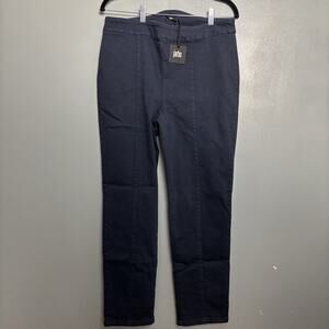 NWT PALLAS BACK SLIT PANT IN GARMENT DYED ITALIAN STRETCH DENIM Navy 12 Jarbo